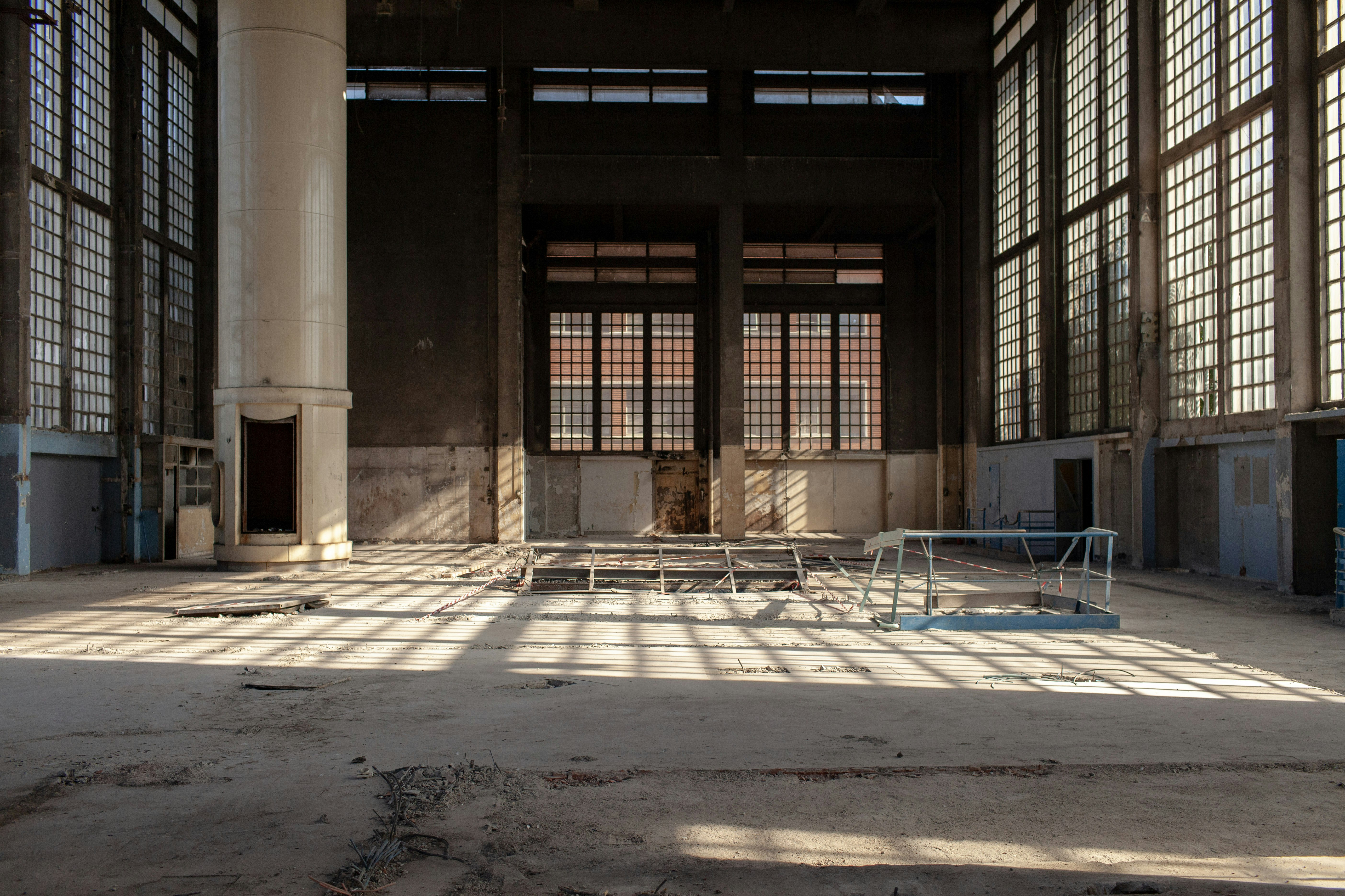 Inside an empty warehouse