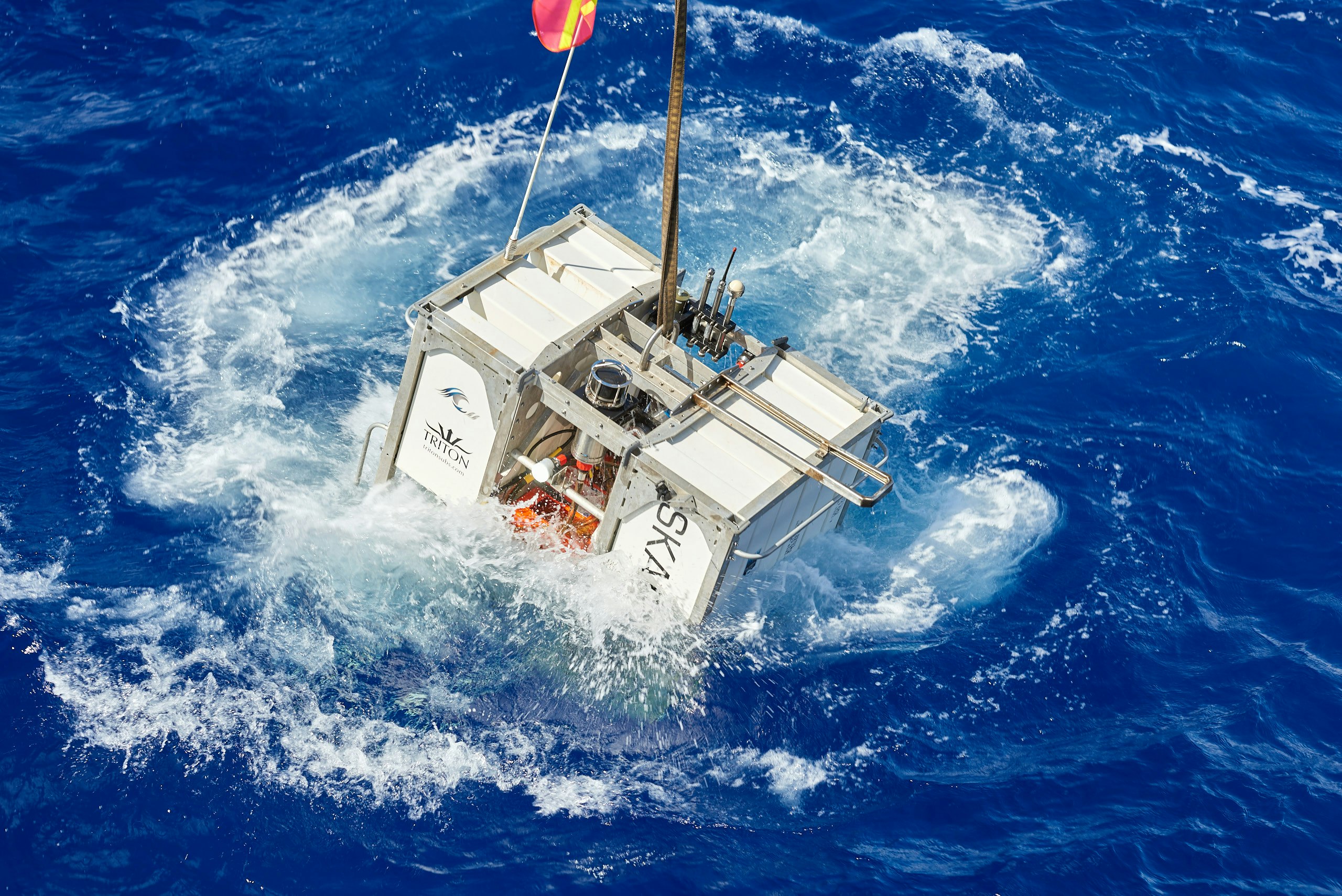 A picture of one of the landers launched before each dive