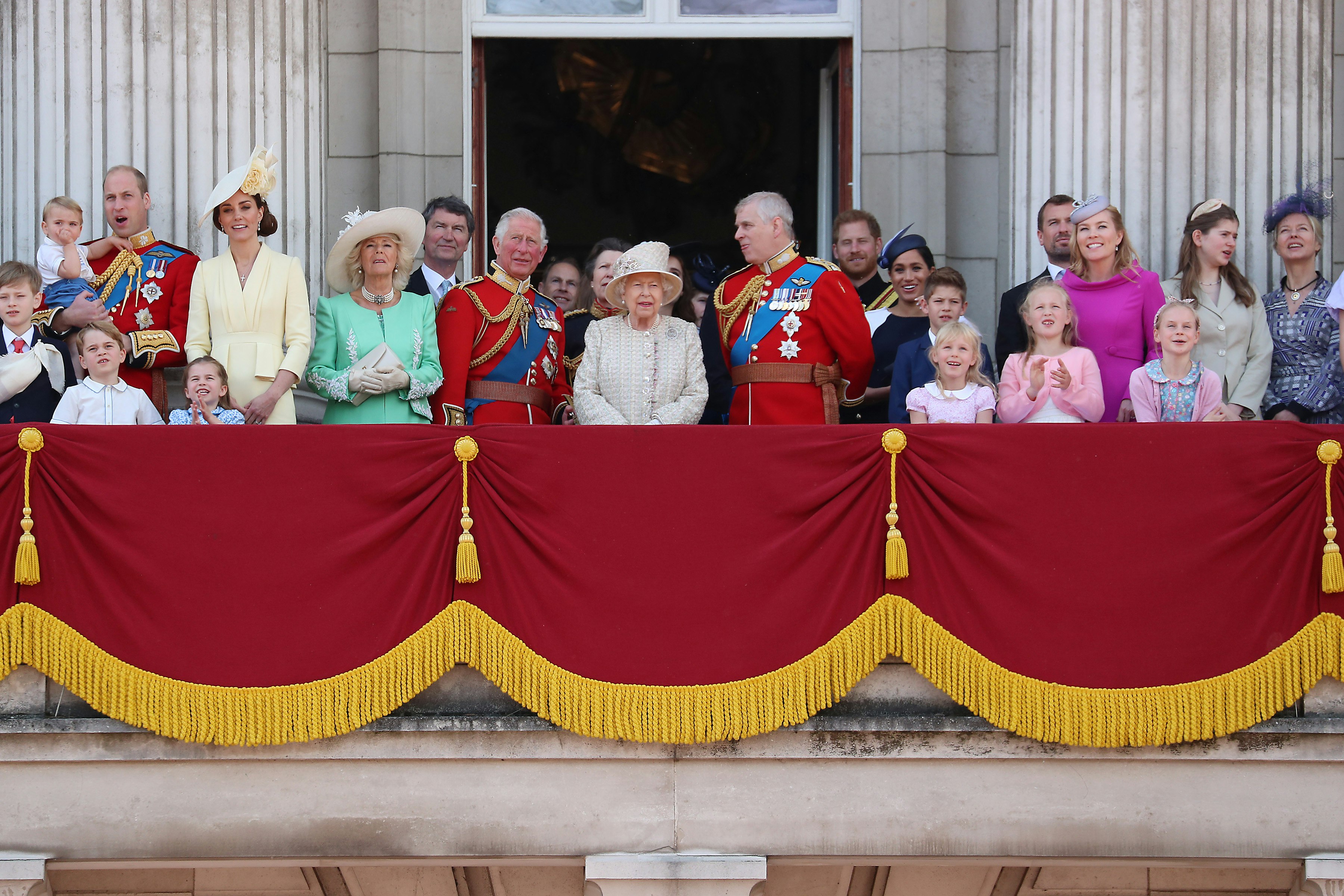 A picture of the Royal Family at the ceremony of Trooping the Colour in 2019