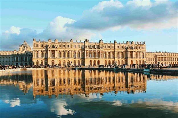 View of the Palace of Versailles in France from across the water