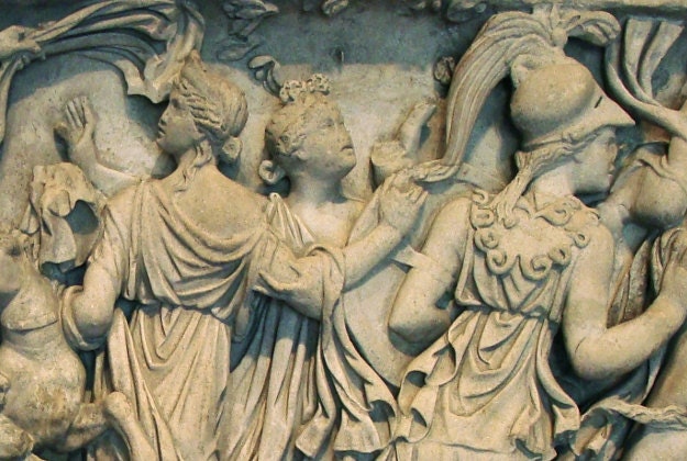 Sarcophagus panel showing the Abduction of Persephone at the Art Institute of Chicago.