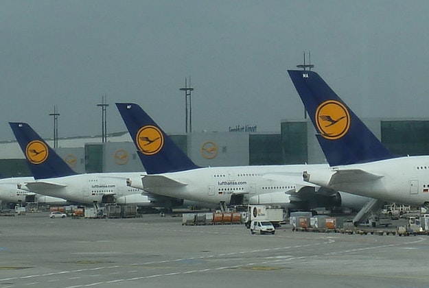 Grounded Lufthansa planes.