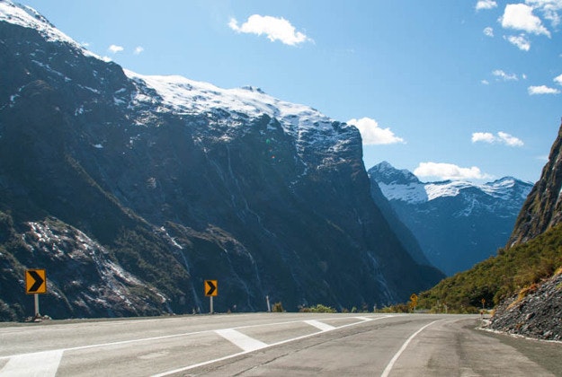 Road near Milford Sound in New Zealand.