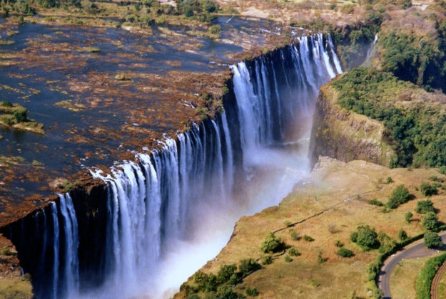 Victoria Falls at the border of Zimbabwe and Zambia.