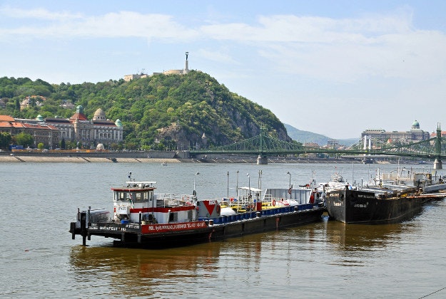 The Danube river flowing through Budapest.