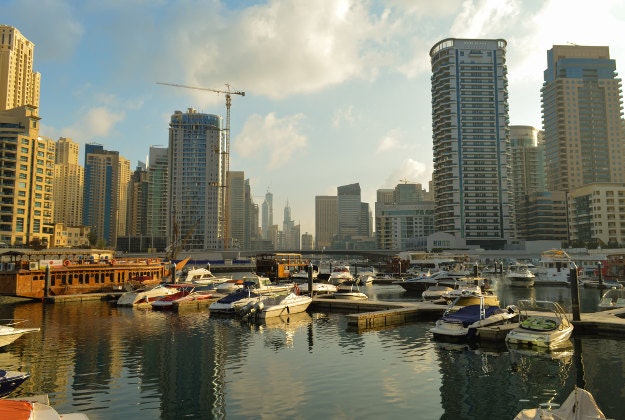 Dubai marina, one of the stops on route for Dubai's new tram system.