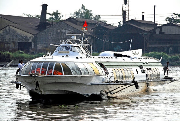Hydrofoil on the river in Ho Chi Minh City. 