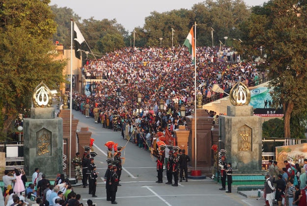 The ceremonial displays resume at the Wagah-Attari border crossing.
