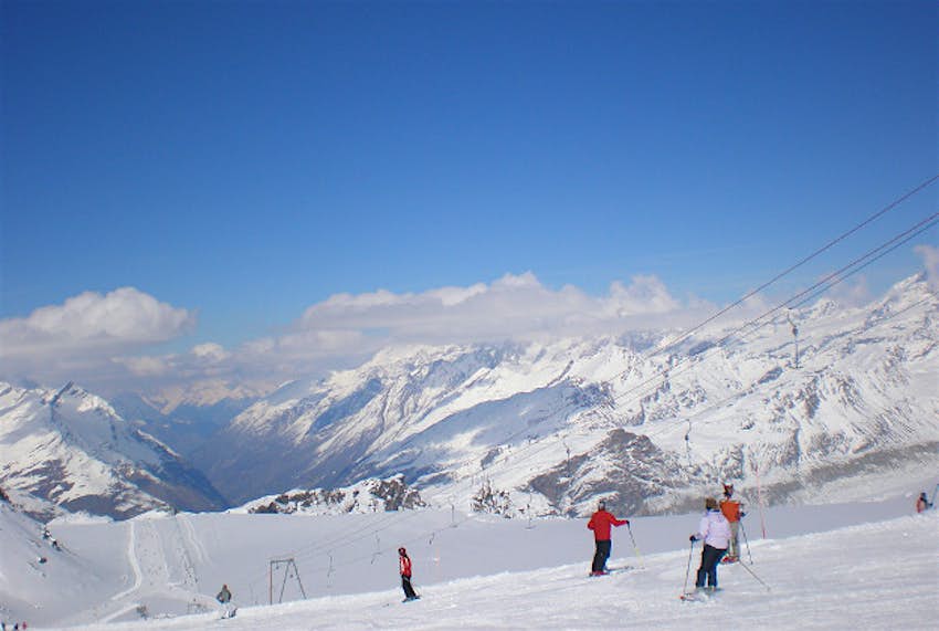 Travel News - Zermatt Fresh powder lines the slopes of a ski resort in Zermatt.