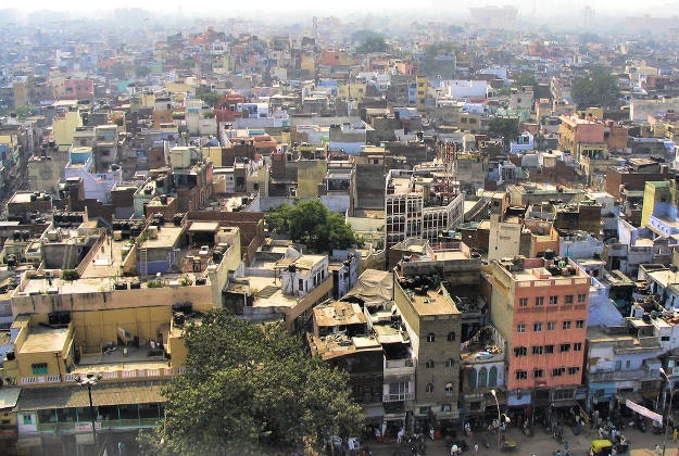 Delhi skyline.