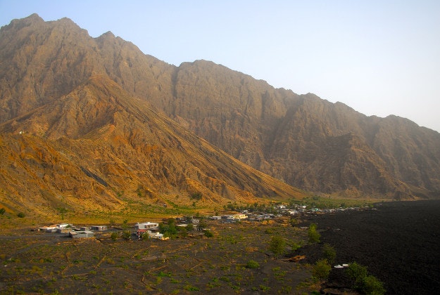 The village of Chã das Caldeiras at the foot of Fogo volcano.