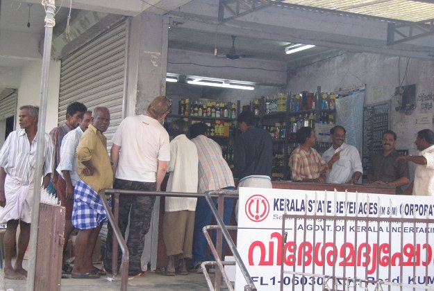 An alcohol vendor in Kerala.