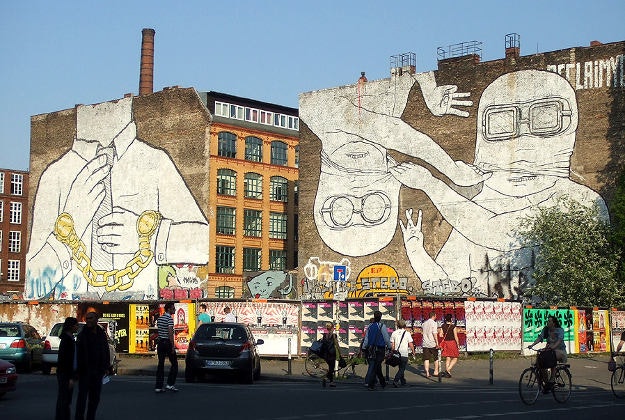 Street art by BLU in the Kreuzberg district of Berlin.