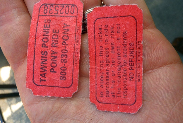 Pony ride tickets, Farmers' Market.