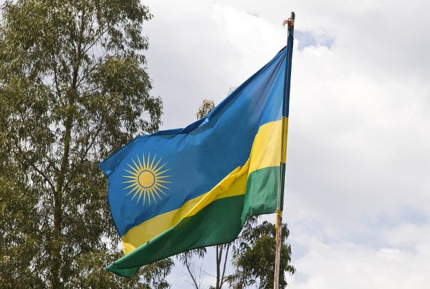 The Rwandan flag.
