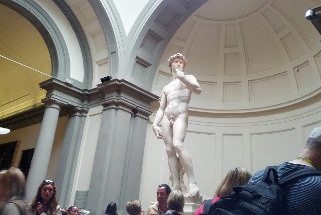 The sculpture of David in the Galleria dell’Accademia.