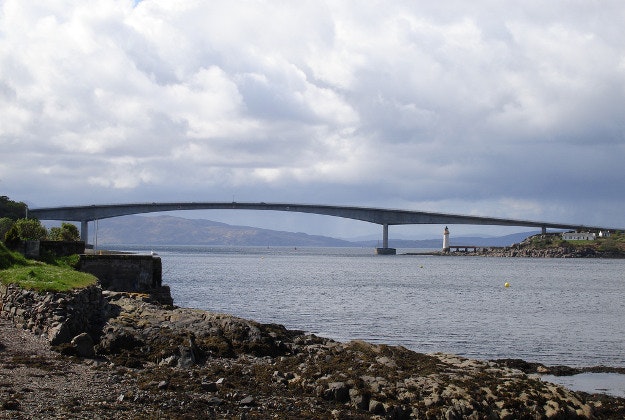 Skye road bridge closed due to 'weather bomb'.