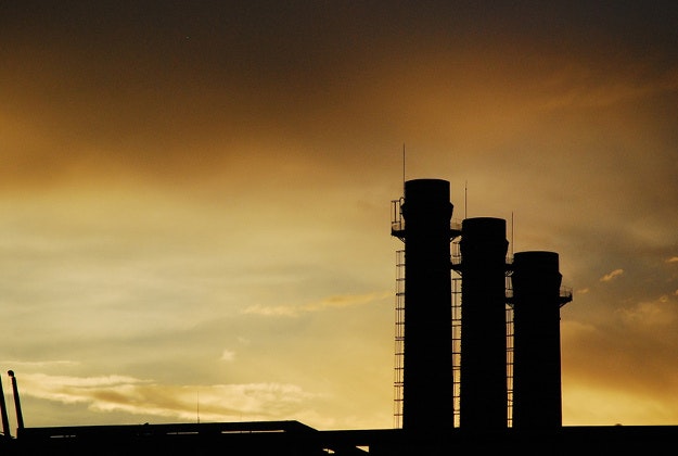 Smog over a factory in Barcelona.
