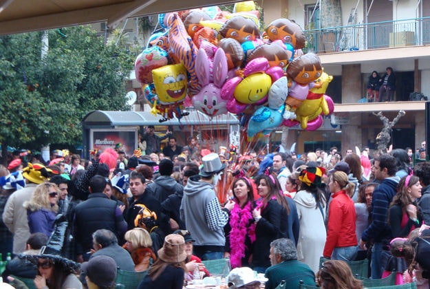 Crowds gather for the carnival in Patras.