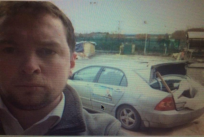 Travel News - Meade1 Councillor Meade with a selfie of himself and his car boot filled with grit