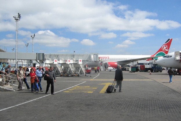 Passenger prepare to embark at  Jomo Kenyetta International Airport in Nairobi.