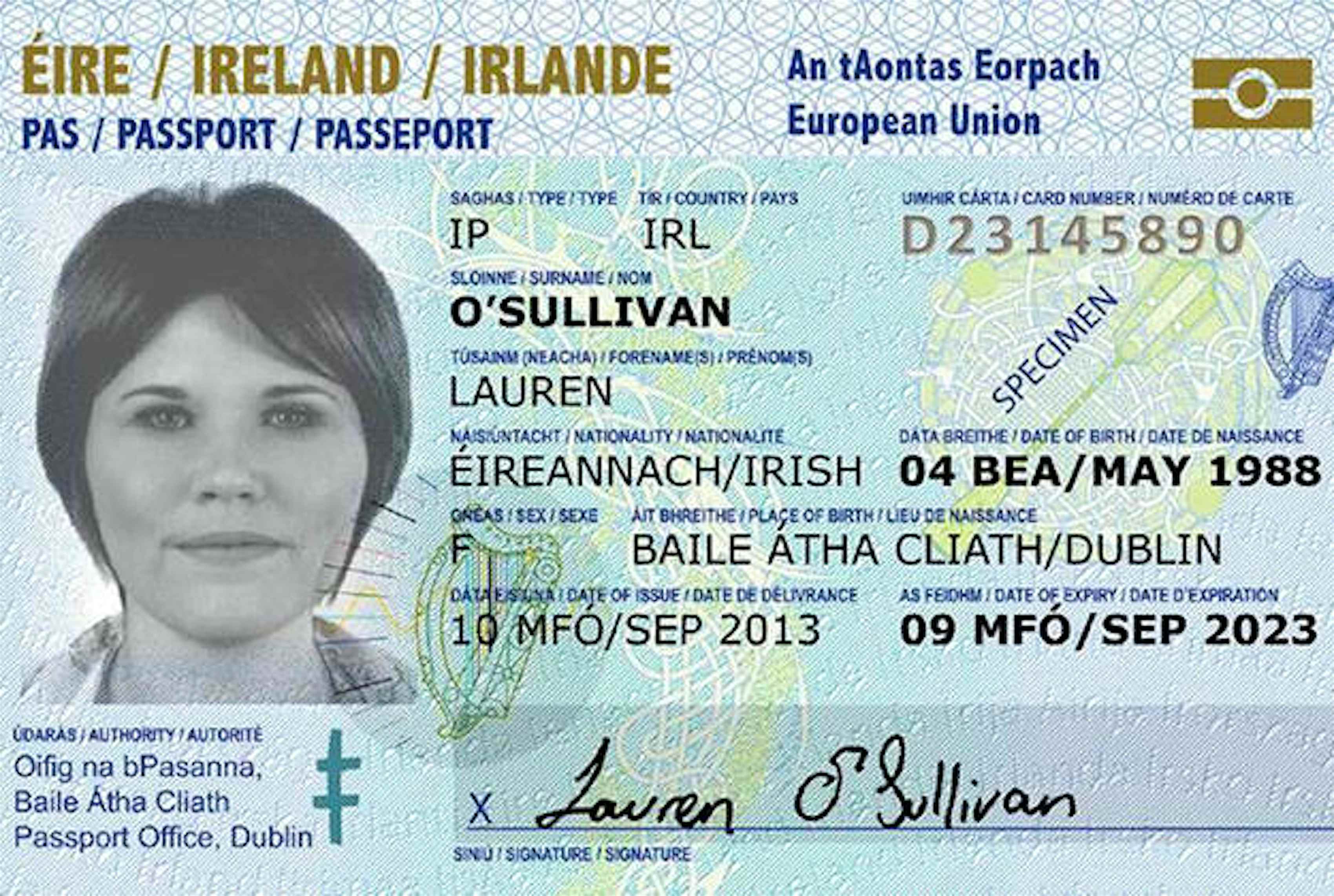 irish travel document