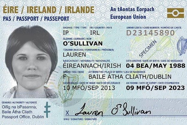 New Irish passport card
