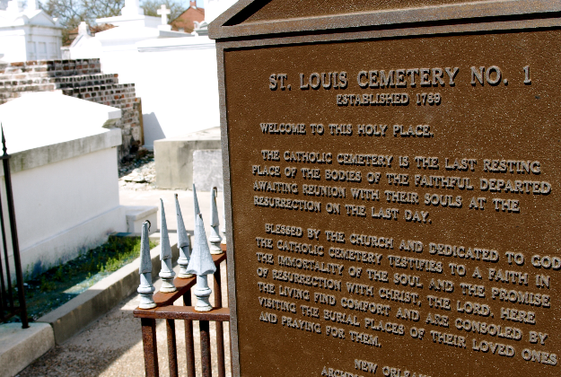 St Louis No.1 cemetary, New Orleans which will only open to organised tours.