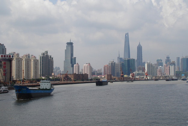 Yangtze river running through Shanghai.