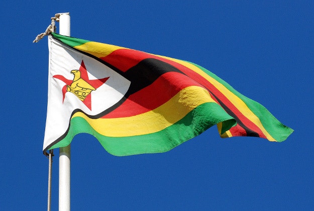 Flag of Zimbabwe at Victoria Falls.