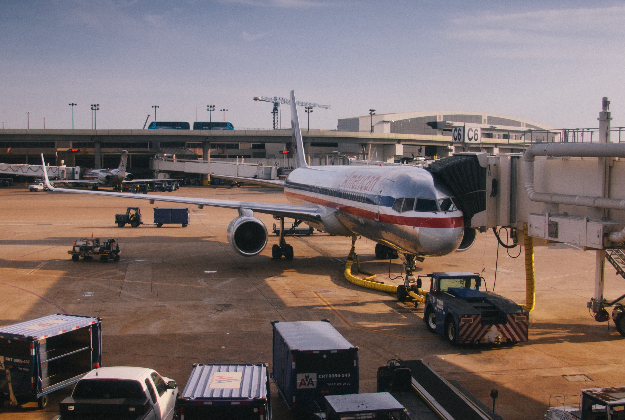 An American Airlines plane at Dallas airport.
