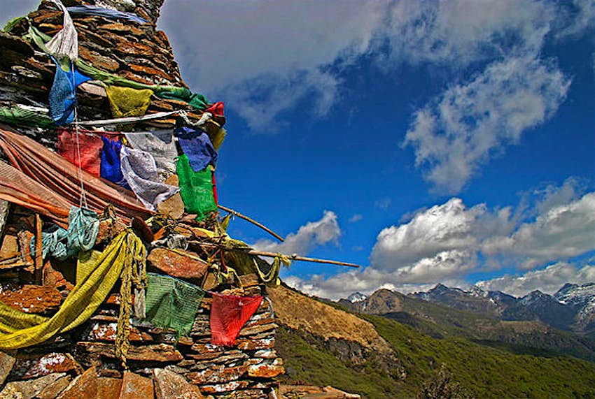 Travel News - Bhutan Prayer flags along the Druk Path Trek, Bhutan.