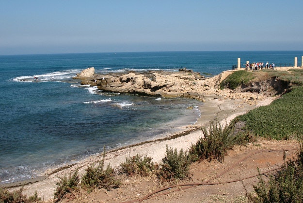 The coast of Caesarea and the Mediterranean Sea.