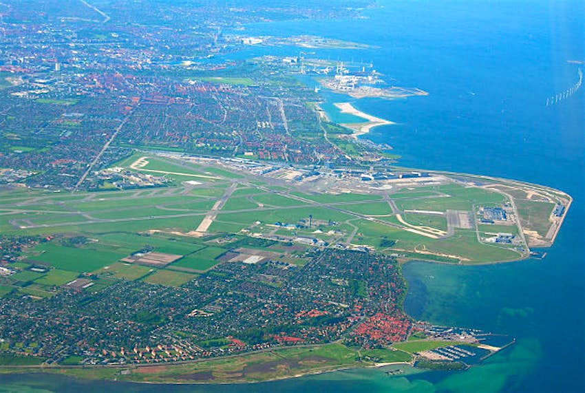 Travel News - Copenhagen Airport Copenhagen airport and the town of Dragør.
