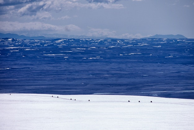 On the summit of the Langjökull glacier.