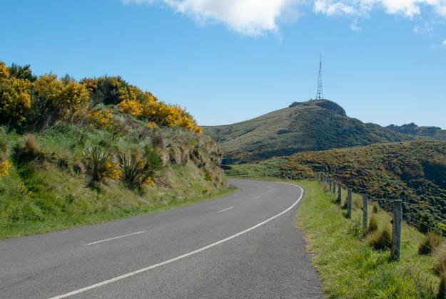 A road through the Port Hills, near Canterbury.