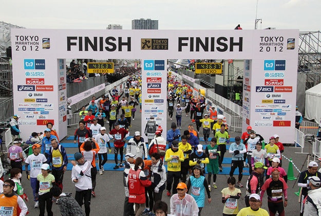 Finish line at the Tokyo Marathon, 2012.