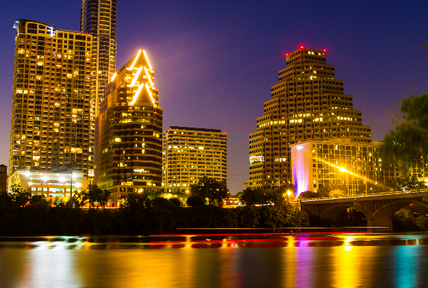 City lights of Austin, Texas.
