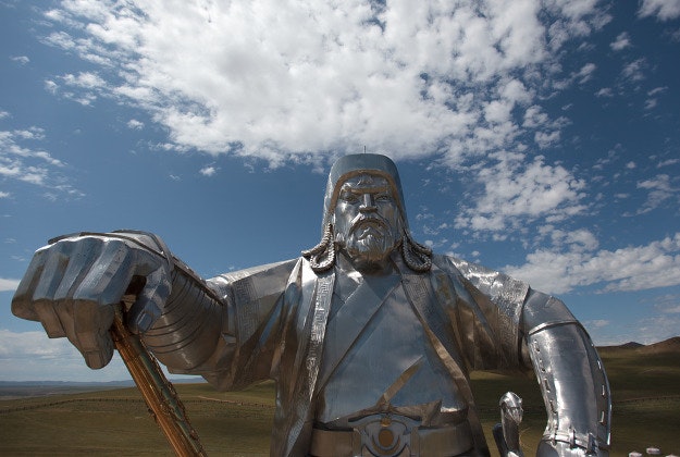 Giant statue of Genghis Khan in Mongolia.