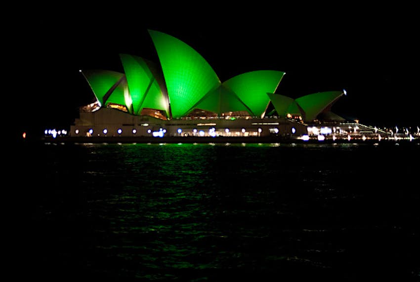 Travel News - SYDNEY-OPERA-HOUSE-GOES-GREEN-2010 The Sydney Opera House goes green for St Patrick's Day.
