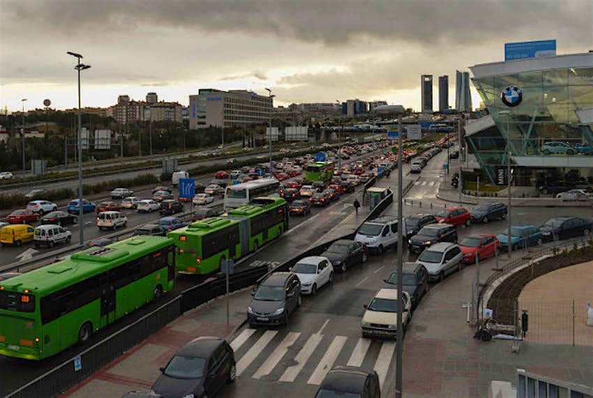 Travel News - Traffic Rush hour traffic in Madrid.