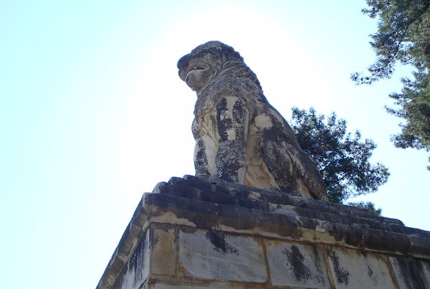 The Lion of Amphipolis standing guard.