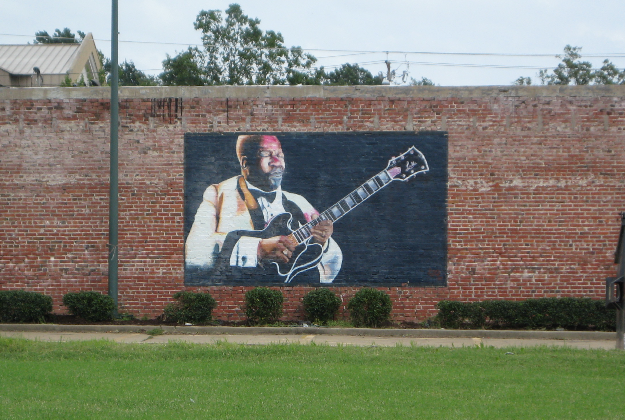 Mural of BB King in his hometown of Indianola, Mississippi.