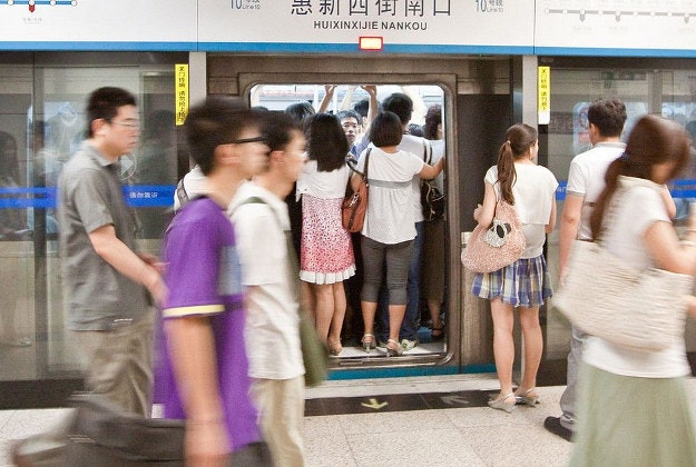 A busy subway in Beijing.