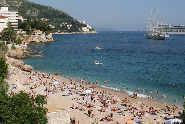A tourist beach in Croatia.