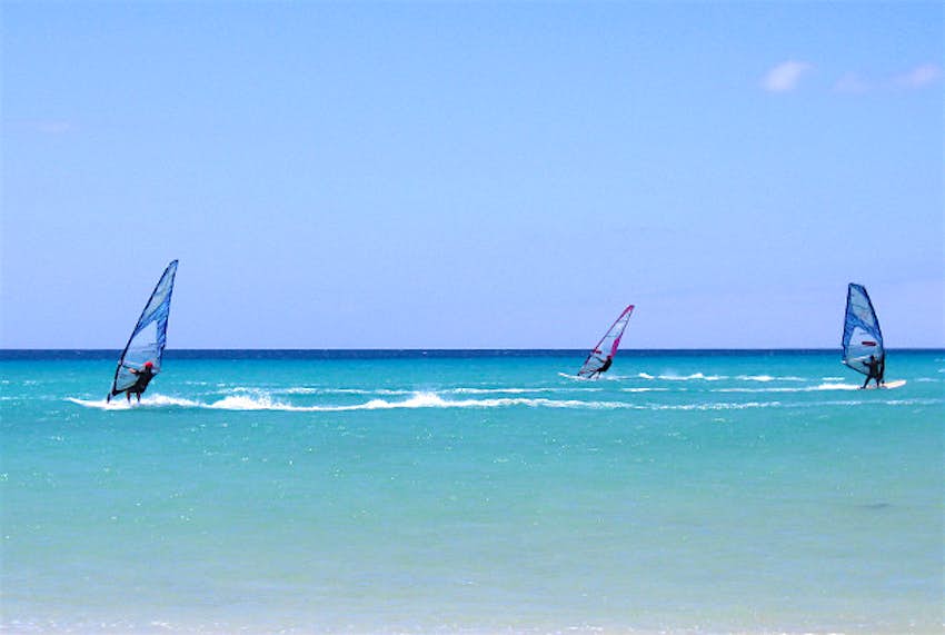 Travel News - Canary Islands Windsurfers off the coast of the Canary Islands.