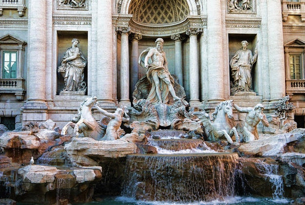 The Trevi Fountain before the restoration works.
