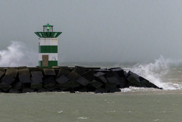 Stormy seas whip the coast around The Hague.