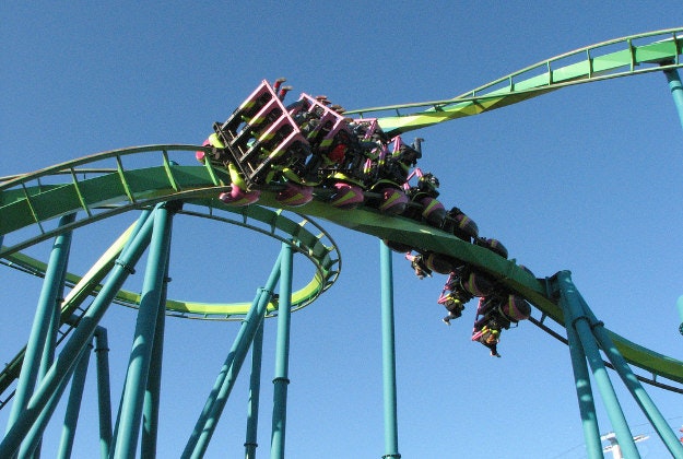 Raptor roller coaster  at the Cedar Point Amusement Park.
