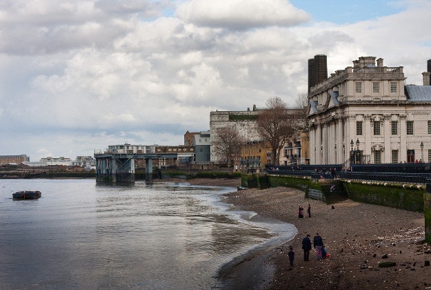 The foreshore in front of the Old Royal Naval College, Greenwich.